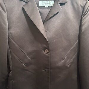 Oleg Cassini Vintage Brown Silk Pant Suit